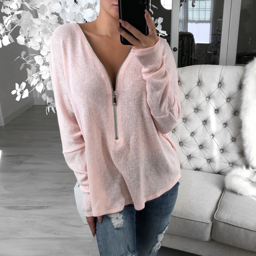 Pink Zippered Sweater